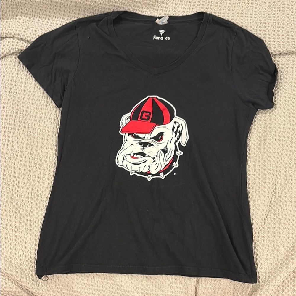 Fanatics Black V-Neck Tee with Georgia Bulldog
